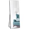 Vasemouh Specchio da Parete o da Terra con Cornice di PVC Nera 140x51cm