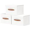 OUTBROS 3 Set Scatole Portaoggetti, 26x20x17cm cassettiera armadio, Bianco | Scatole per Armadio in Tessuto con Coperchio Antipolvere, Contenitori Salvaspazio Pieghevoli per Vestiti Camera da Letto