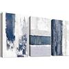 HALFLEMART 3Pcs Stampa su tela Con Cornice Texture Blu Navy Bianco Grigio Quadri su tela Poster Astratto Moderno e Minimalista Quadri Moderni Soggiorno Camera da Letto Corridoio Stampe da Parete 40x60cm x3pcs