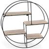 ceq mensola bacheca in Metallo Nero Forma Tonda con 4 Ripiani in Legno Shabby Chic 40 * 12 cm 763588