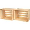 PINEEA Cassette Legno Vintage Naturale - Cassetta di Legno 50x40x30 - Multifunzionali Decorative - Per Frutta, Verdura, Vino o Libri (2 Pezzi)