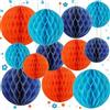 Capesaro 12 palline a forma di Honeycomb blu, arancione, decorazioni per feste per bambini (set da 6 8 10 blu arancione arancione)