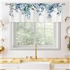 oolygoo Tende a balze in legno blu navy per cucina, tende per finestra con fiori in acquerello, foglie botaniche di eucalipto, piante floreali, trattamento per camera da letto, bagno, soggiorno, 1