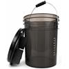 BenBow Secchio trasparente da 20 litri con filtro per sporco nero, con coperchio nero a pressione, per uso universale