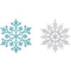 HERZONE 30 decorazioni natalizie glitterate con fiocchi di neve, ciondoli per albero di Natale, 10 cm, decorazione natalizia da appendere (blu e argento)