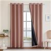 Ystyle Tende Oscuranti 100% Effetto Lino 2 Pezzi, 140x200cm, Tenda Oscurante da Interno con Occhielli, Tende per Interni Moderne per Camera da Letto e Soggiorno, Marrone Rosato