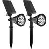 Fosingut Faretti Energia Solare da Esterno 2 Pezzi,Fosingut 7 LED RGB Faretti Solari a LED da Esterno,IP65 Impermeabile Faretto Solare,Lampioncini Solari da Giardino per Cortile,Vialetto,Scala,Paesaggio,Alber