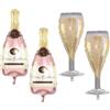 OVDGWC 4 Pezzi di Bottiglie di Champagne Palloncini in Vetro di Vino, Palloncini Decorativi per Feste, Palloncini Divertenti, Palloncini Creativi, Forniture per Feste