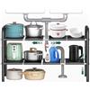 VexNook Organizer Cucina - Dimensioni Regolabili da 49 x 25 x (52,5~88) cm, Ripiano Estensibile Sottolavello in Acciaio Inox, Organizzatore Sottolavello Cucina (8 Pannelli)