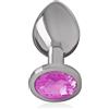Generico Intense Plug Anale in Metallo con Cristallo Rosa, Misura S, Gioiello Intimo (TRIS PLUG)