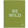 Miquelrius - Quaderno A4 Be Eco, 80 Fogli 90 g/m², Griglia 5 x 5 mm, 1 Riga Colorata, 4 Fori, Copertina Riciclata, Verde Oliva
