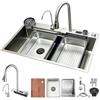 KOOGIMDDR Lavello da cucina rettangolare largo 50 cm, in acciaio inox, con foro per rubinetto e troppopieno, sifone, lavello da bar multifunzione, stazione di lavoro da cucina