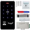 AccessShield Kit di sistema di controllo accesso AccessShield Wifi Tuya impermeabile + tastiera RFID + alimentatore + pulsante interruttore per porta + serratura magnetica elettrica da 180 kg + 5 pezzi di