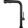 YardMonet Rubinetto da cucina nero, miscelatore monocomando per lavello con spruzzatore estraibile