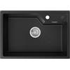 CECIPA SOFETIY SERIE - Lavello da cucina in granito, 65 x 45 cm, moderno in stile porto, in granito, nero, da incasso, 1 lavabo da cucina