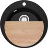 PRIMAGRAN Lavello da Cucina al Mobile 45cm + Kit di scarico, 50x50cm | Set: Kit di scarico (sifone, piletta, troppopieno) + Tagliere + Lavandino in Granito a 1 Vasca - Pise Top, Nero