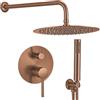 VALAZ Doccia da Incasso Miscelatore Oro Rosa Spazzolato Tondo Serie Jucar | Doccia da incasso miscelatore monocomando, soffione effetto pioggia 25 cm, acciaio inox, installazione a parete