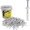 HYTAMA TOOLS NOBEX Tasselli a Percussione in nylon ad alta resistenza + chiodo in acciaio zincato 3,9x40 (a Battuta) 6x40 - 200 pezzi in comodo Secchiello Richiudibile