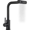 BAIFULAI Rubinetto da cucina estraibile, rubinetto da cucina con doccetta estraibile, monocomando, con doccetta a 3 modalità, 1 foro girevole a 360°, cascata ad alta pressione in acciaio inox
