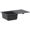 vidaXL Lavello da cucina con scolapiatti in granito, 76,5 x 46 x 28 cm | Realizzato in 80% quarzo e 20% resina, lavello con scolapiatti e cestello di scarico, lavello da cucina rettangolare per