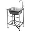 MJYDKBZ Lavello Autoportante in Acciaio Inox, Lavello da Esterno con Rubinetto | Lavello Commerciale Autoportante Lavello di Utilità Lavabo Cucina Lavamani Industriale Per Garage Cortile Giardino 48X35cm