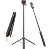 VRIG Treppiede per action cam da 160 cm con adattatore, si apre | Filettatura da 1/4 e adattatore GoPro, bastone per selfie telescopico per Go Pro Mission 1Pro/Hero 13, DJI Action 6
