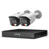 AMLINK Sistema di telecamere di sicurezza POE da 5 MP per esterni, 8CH POE NVR, 2 telecamere bullet da 5 MP, rilevamento uomo/veicolo, IP67, deterrente, audio bidirezionale, disco rigido non incluso