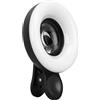 Dpofirs 15X Macro Lente per Smartphone con LED Anello Flash Luce (BLACK) | Obiettivo per fotocamera HD, luce di riempimento 2 in 1, 3 modalità di illuminazione, ricaricabile tramite USB, per selfie