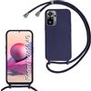 FERLAN Custodia per Xiaomi Redmi Note 10 4G/Note 10s Cover con Cordino,Blu | Custodia con Laccio Collana Tracolla Regolabile Sottile Silicone Morbido TPU Bumper Antiurto AntiGraffio Protettiva Case