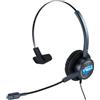 SIMPLETEK - Cuffie USB Monaurale per UC | Plug & Play, Microfono Cancellazione Rumore, DSP, Ottimizzati per videochiamate Teams/Skype