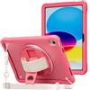 ProCase Cover iPad A16 11 Genarazione 11 Pollici 2025/10 Genarazione 10,9 Pollici 2022, Custodia Antiurto con Tracolla e Supporto Rotante 360 Gradi -Rosa Melone