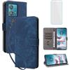 IUQXU Cover per Motorola Moto Edge 40 Neo Libro con Vetro Temperato BL | Blocco RFID,Antiurto,Supporto,Custodia in Pelle Portafoglio per Motorola Edge40 Neo Moto Edge40Neo