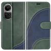BoxTii Cover per Oppo Reno 10 5G/PRO, Custodia in PU Pelle Portafoglio, Magnetica Cover a Libro con Slot per Schede, Verde