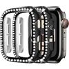 MYAPULUA 2 Pezzi Bling Cover per Apple Watch Custodia Rigida PC con Brillantini Glitter con Pellicola Protettiva in Vetro Temperato Custodia Protettiva per iWatch serie 10 9 8 7 6 5 4 SE