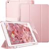 FINTIE Cover per iPad 9a/8a/7a Generazione 10,2 Pollici (2021/2020/2019) | con Portapenne - [con Vetro Temperato Pellicola] Sottile Leggero Semi-Trasparente Opaca Posteriore Custodia, Oro rosa