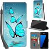 PHINIENLAND Cover per Samsung Galaxy S7 custodia portafoglio Turquoise | 3 scomparti carte, 1 tasca banconote, Chiusura magnetica, Supporto, Pelle PU flip cover per Samsung S7