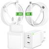 TIBEITA 45W 2-Porte USB C Caricatore para iPhone 17e/17/Air/16/16e Pro Max Plus, Caricabatterie con 2M+3M Cavo para iPad Pro/Air, Rapido Alimentatore Carica Batterie Presa Spina Fast Charger Originale, 2-Pack