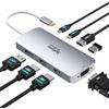 Selore&S-Global Docking station USB C Dual HDMI Adattatore Monitor Selore USB C Hub 4 | Docking station con doppia HDMI, Displayport, VGA, ricarica PD da 100 W, adattatore 3USB 2.0 per Dell XPS, HP, Lenovo