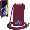 WenBaby Cover Compatible con Samsung Galaxy Note 9,Cellulare Girocollo Custodia con Cordino TPU Corda Silicone Case Bumper per Samsung Galaxy Note 9 Custodia, Rosso