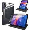ELYCO Custodia Compatibile con Xiaomi Redmi Pad 2 11 Pollici, Nero | Cover Girevole a 360 Gradi + 1 Pezzi Pellicola Protettiva, con Fessura per Penna, Pelle PU + Custodia in Acrilico Trasparente