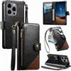LIAOCY Cover a Libretto per Doogee Note 58 / Note 58 Pro, Custodia Portafoglio con Cerniera in Pelle PU[Stile Business], Cover Anticaduta con Supporto, Black.