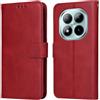 YUXING Cover in Pelle per Xiaomi Redmi Note 15 Pro Plus 5G/Poco M8 Pro 5G | Custodia a Portafoglio, Blocco RFID, Porta carte e tasca banconote, Scocca TPU antiurto, Linguetta magnetica-Rosso