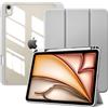 TiMOVO Cover per iPad Air 11 Pollici M4/M3/M2, Air 5a/4a Gen,Grigio Chiaro | Con Portapenne, Custodia Protettiva Sottile con Supporto Trifold, Scocca Posteriore Trasparente, Auto Sveglia/Sonno