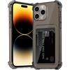 ÁRBOLORO Cover per iPhone 14 Pro Max con Porta Carte, Custodia Portafoglio con Slot per Schede Silicon TPU Trasparente Case Ultra Slim Clear Soft Bumper Anti-Graffio Antiurto Cover per iPhone 14 Pro Max, Nero