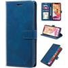 TiHen Compatible con OPPO AX7 Custodia Portafoglio [Blocco Rfid] In Pelle Con Funzione Di Supporto Antiurto e Slot Per Carte Flip Magnetica Cover Case-Blu