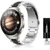 SeNool 22mm Metallo Cinturino per Huawei Watch GT 7/GT 7 Pro/GT 6 Pro(46mm) | per Huawei Watch GT 6/GT 5/GT 5 Pro 46mm, Huawei Watch 5/4 (46mm), Acciaio Inossidabile 22mm Cinturini, Nero Argento