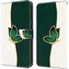 YiChZhe YiZhe Custodia a portafoglio per Samsung Galaxy S26 FE, farfalla verde | Custodia a libro in pelle PU, con porta carte di credito, antiurto, per Samsung S26 FE