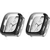 QJONSIU Cover Rigida Compatibile con Amazfit Active 2 Square con Vetro Temperato, 2 Pack Cover Protettiva Antigraffio Case-Nero