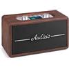 Audizio Tune60 - Radio DAB con altoparlante Bluetooth, telecomando, FM, 40 Watt, funzionamento a batteria, LCD, 20 posizioni, USB/TF, AUX, sveglia, in pelle vintage DAB+, marrone scuro