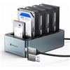 Yottamaster 5 Bay Offline Cloning Hard Drive Docking Station Aluminium per 2.5/3.5 pollici, USB 3.2 Gen1 SATA SSD/HDD Docking Station con Alimentazione 12V 6.5A, Supporta 5x20TB